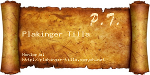 Plakinger Tilla névjegykártya